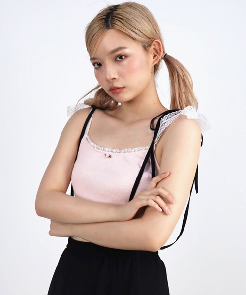TITTY&CO.(ティティーアンドコー)の「ローズリボンキャミソール(キャミソール・レディース・ホワイト/ピンク/ブラック・FREE)」の16枚目の写真