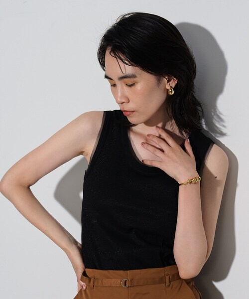 GALLEST（ギャレスト）の「ラメリブタンクトップ（タンクトップ・レディース・グレー/オフホワイト/ブラック・38）」の3枚目の写真