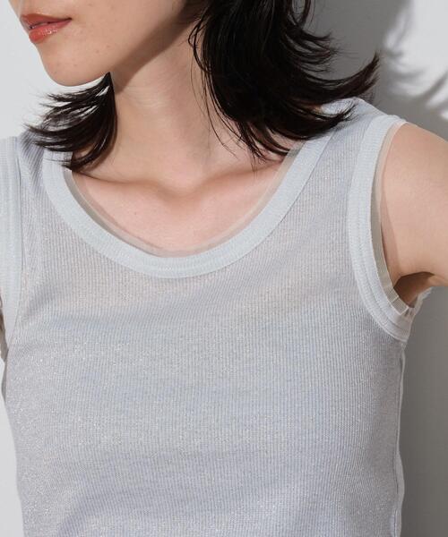 GALLEST（ギャレスト）の「ラメリブタンクトップ（タンクトップ・レディース・グレー/オフホワイト/ブラック・38）」の12枚目の写真