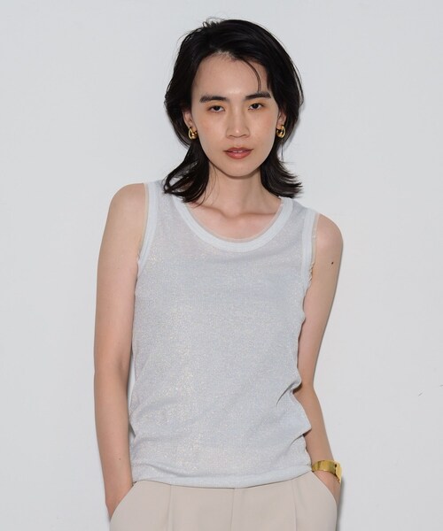 GALLEST（ギャレスト）の「ラメリブタンクトップ（タンクトップ・レディース・グレー/オフホワイト/ブラック・38）」の11枚目の写真