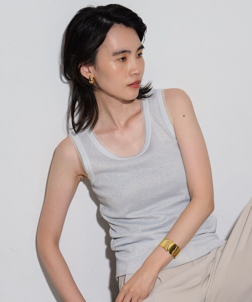 GALLEST（ギャレスト）の「ラメリブタンクトップ（タンクトップ・レディース・グレー/オフホワイト/ブラック・38）」の8枚目の写真