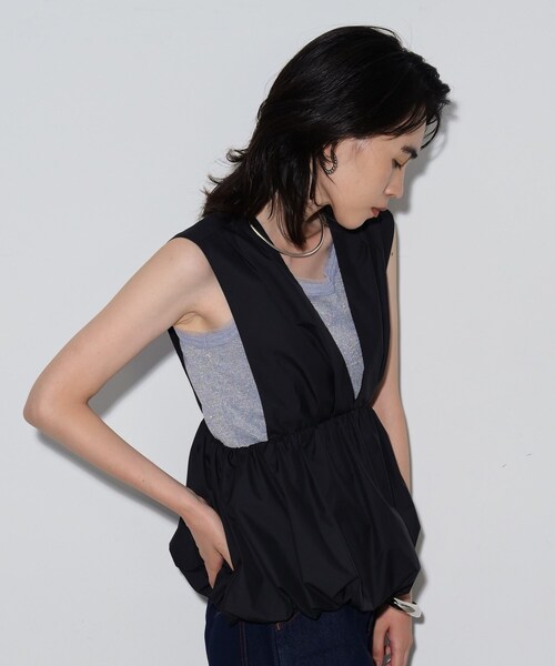 GALLEST（ギャレスト）の「ラメリブタンクトップ（タンクトップ・レディース・グレー/オフホワイト/ブラック・38）」の7枚目の写真