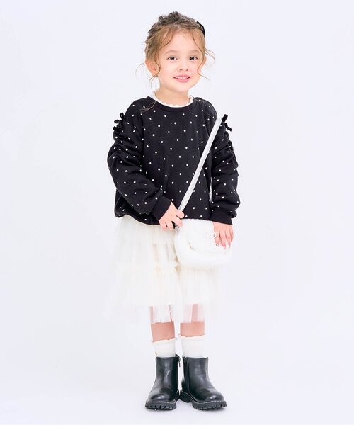 apres les cours(アプレレクール)の「メロウリブTシャツ(Tシャツ/カットソー・キッズ・ブラック/アイボリー/ミント・80/90/100/110/120/130/140)」の4枚目の写真