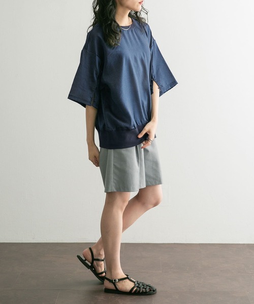 KBF（ケイビーエフ）の「シャイニールーズプルオーバー（Tシャツ/カットソー・レディース・ライトベージュ/ネイビー・ONE）」の7枚目の写真