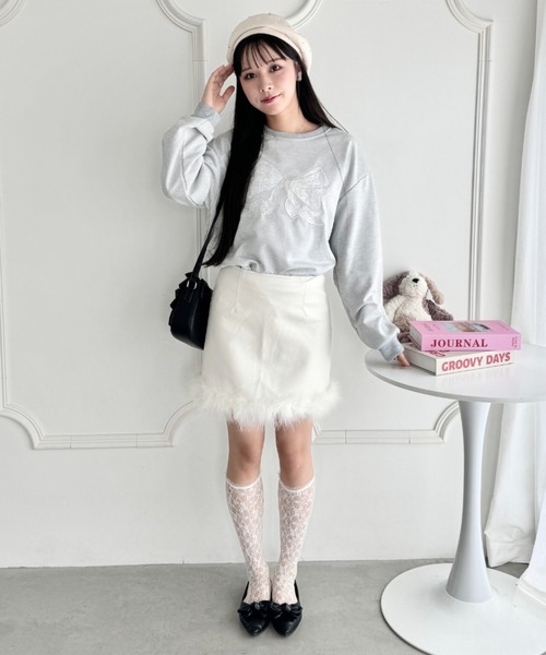 セール】フェザーPUレザーミニスカート（スカート）｜Loueme（ルエム