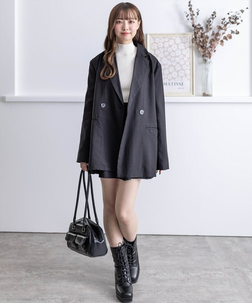 clear（クリア）の「ダブルジャケット[セットアップ可能 BIGシルエット オフィスカジュアル ベーシック 大人]≪再入荷≫（テーラードジャケット・レディース・グレー/ベージュ/ブラック・F）」の18枚目の写真