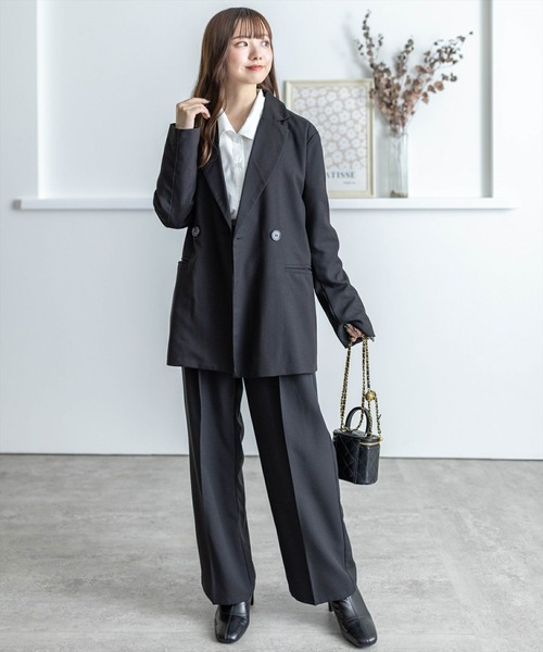 clear（クリア）の「ダブルジャケット[セットアップ可能 BIGシルエット オフィスカジュアル ベーシック 大人]≪再入荷≫（テーラードジャケット・レディース・グレー/ベージュ/ブラック・F）」の16枚目の写真