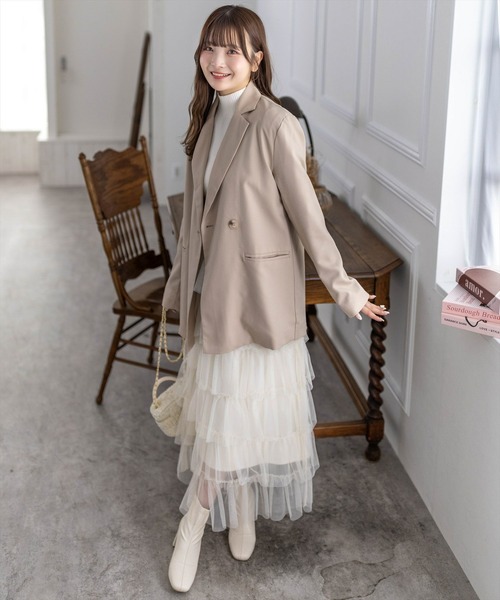 clear（クリア）の「ダブルジャケット[セットアップ可能 BIGシルエット オフィスカジュアル ベーシック 大人]≪再入荷≫（テーラードジャケット・レディース・グレー/ベージュ/ブラック・F）」の14枚目の写真