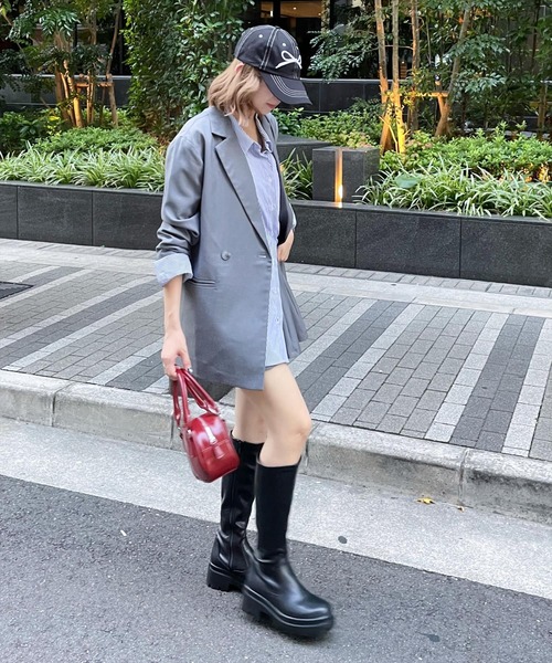 clear（クリア）の「ダブルジャケット[セットアップ可能 BIGシルエット オフィスカジュアル ベーシック 大人]≪再入荷≫（テーラードジャケット・レディース・グレー/ベージュ/ブラック・F）」の22枚目の写真