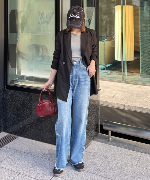 clear（クリア）の「ダブルジャケット[セットアップ可能 BIGシルエット オフィスカジュアル ベーシック 大人]≪再入荷≫（テーラードジャケット・レディース・グレー/ベージュ/ブラック・F）」の21枚目の写真