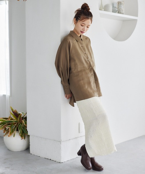 mysty woman（ミスティウーマン）の「テクスチャーナローカットスカート 149657（スカート・レディース・ブラウン/ブラック/オフホワイト・FREE）」の9枚目の写真