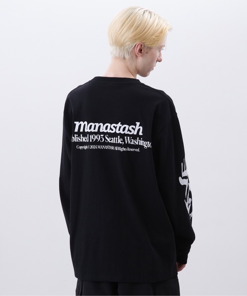 MANASTASH(マナスタッシュ)の「MANASTASH/マナスタッシュ CiTee L/S TEE WAVE/シティーロンT ウェーブ(Tシャツ/カットソー・メンズ・ブラック/ホワイト・XL/M/L/S)」の3枚目の写真