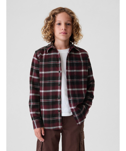 GAP(ギャップ)の「オーガニックコットン フランネルシャツ (キッズ)(シャツ/ブラウス・キッズ・バーガンディー/ブルー/アイボリー・110cm/120cm/130cm/140cm/150cm/160cm)」の1枚目の写真
