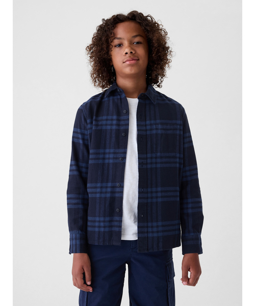 GAP(ギャップ)の「オーガニックコットン フランネルシャツ (キッズ)(シャツ/ブラウス・キッズ・バーガンディー/ブルー/アイボリー・110cm/120cm/130cm/140cm/150cm/160cm)」の3枚目の写真