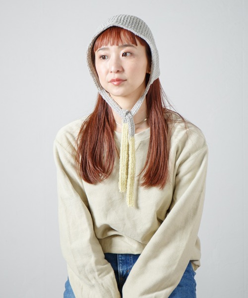 RACAL（ラカル）の「Loop Yarn Warm Knit Hoodie / モコニットウォームフーディー（ニットキャップ/ビーニー・レディース・ベージュ/ブラウン/グレー/サックスブルー・FREE）」の3枚目の写真