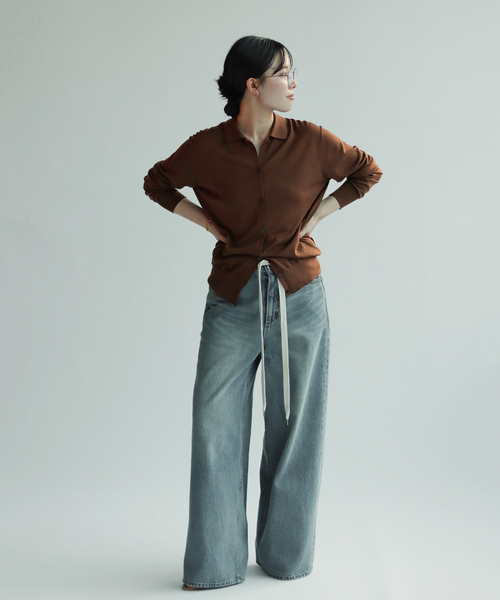 ✨美品✨Plage Collar カーディガン　襟付き　グレー　ウール　フリー セール】Collar カーディガン（ニット/セーター）｜Plage