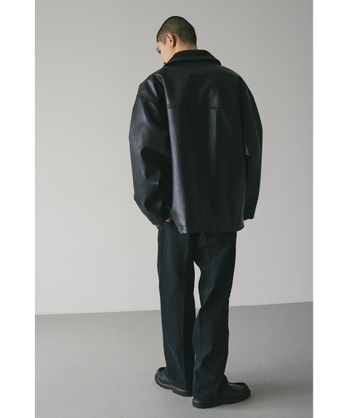 STYLEMIXER（スタイルミキサー）の「リブカラーフェイクレザージャケット（ライダースジャケット・メンズ・ブラック・MEDIUM/LARGE）」の14枚目の写真