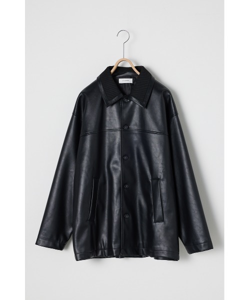 STYLEMIXER（スタイルミキサー）の「リブカラーフェイクレザージャケット（ライダースジャケット・メンズ・ブラック・MEDIUM/LARGE）」の7枚目の写真