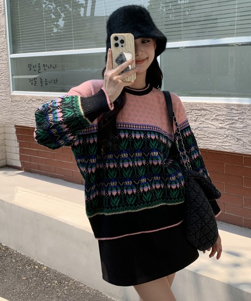 ドリスヴァンノッテン2017AWオーバーサイズノルディックジャガードニットS ドリスヴァンノッテン2017AWオーバーサイズノルディックジャガードニットS