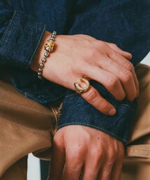 BILL WALL LEATHER | 【EXCLUSIVE】R453 - Horseshoe Ring with C.Z. 18k YG Plated(リング)