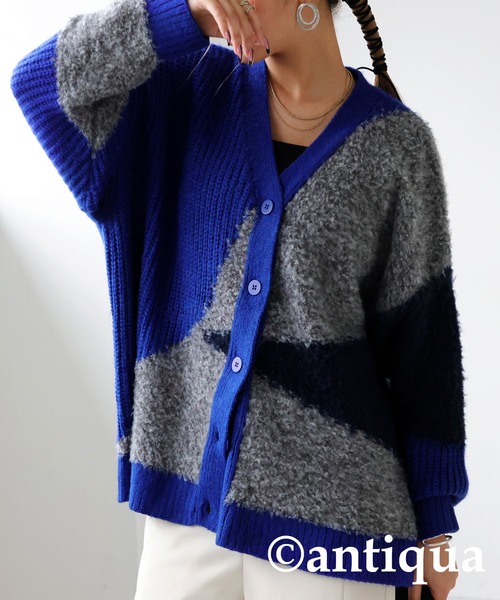 antiqua(アンティカ)の「ブークレモヘアカーディガン(ニット/セーター・レディース・グレー/ブルー・ONESIZE)」の10枚目の写真