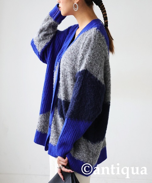 antiqua(アンティカ)の「ブークレモヘアカーディガン(ニット/セーター・レディース・グレー/ブルー・ONESIZE)」の13枚目の写真