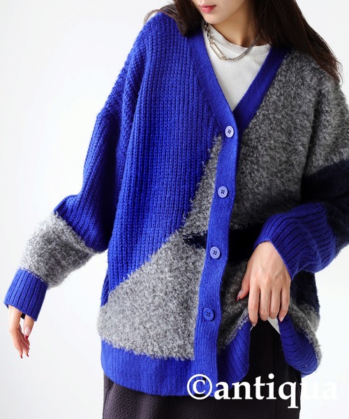 antiqua(アンティカ)の「ブークレモヘアカーディガン(ニット/セーター・レディース・グレー/ブルー・ONESIZE)」の14枚目の写真