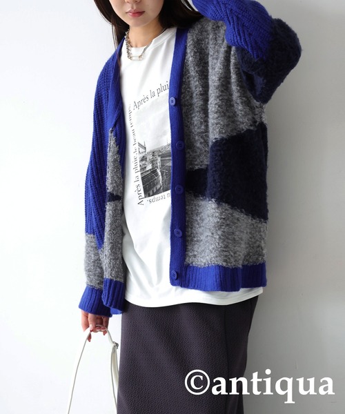 antiqua(アンティカ)の「ブークレモヘアカーディガン(ニット/セーター・レディース・グレー/ブルー・ONESIZE)」の17枚目の写真