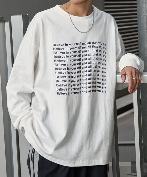 Anchor Smith(アンカー スミス)の「メッセージグラフィックオーバーサイズTシャツ(Tシャツ/カットソー・メンズ・ホワイト/ホワイト系/アイボリー/ブラック/ブラック系・L/M)」の1枚目の写真