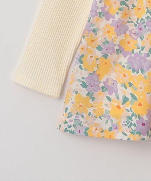 Love&Peace&Money（ラブアンドピースアンドマネー）の「【人気商品再入荷】【直営店で取り扱い無し】花柄ドッキング長袖チュニック（チュニック・キッズ・イエロー/ピンク・80ｃｍ/90cm/110cm/100cm/120cm/130cm）」の5枚目の写真
