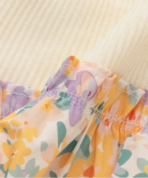 Love&Peace&Money（ラブアンドピースアンドマネー）の「【人気商品再入荷】【直営店で取り扱い無し】花柄ドッキング長袖チュニック（チュニック・キッズ・イエロー/ピンク・80ｃｍ/90cm/110cm/100cm/120cm/130cm）」の7枚目の写真