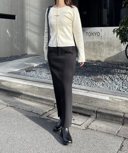 CAPRICIEUX LE'MAGE（カプリシューレマージュ）の「クロップレイヤードニット（ニット/セーター・レディース・オフホワイト/ブラック/ベージュ・FREE）」の7枚目の写真