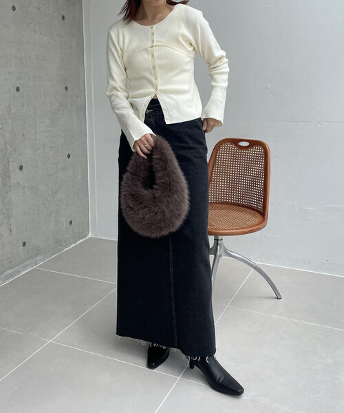 CAPRICIEUX LE'MAGE（カプリシューレマージュ）の「クロップレイヤードニット（ニット/セーター・レディース・オフホワイト/ブラック/ベージュ・FREE）」の15枚目の写真