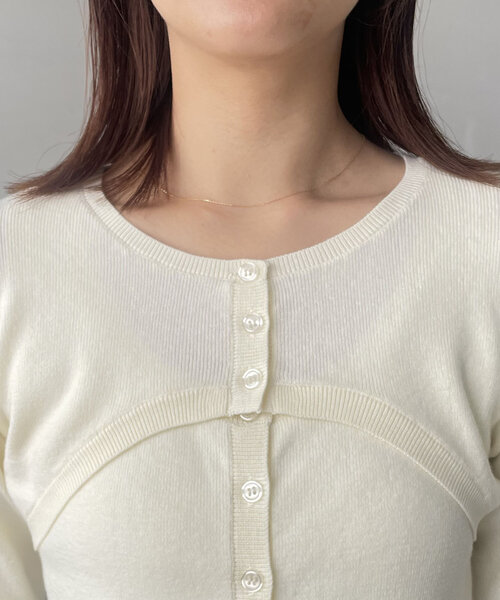 CAPRICIEUX LE'MAGE（カプリシューレマージュ）の「クロップレイヤードニット（ニット/セーター・レディース・オフホワイト/ブラック/ベージュ・FREE）」の20枚目の写真