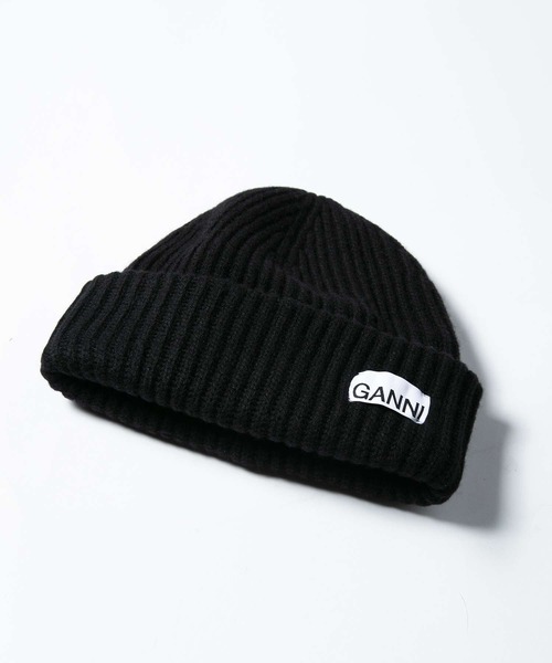 GANNI（ガニー）の「GANNI Structured Rib Beanie ガニー リブニット　ビーニー（ニットキャップ/ビーニー・レディース・サンドグレー/ブラック・FREE）」の7枚目の写真