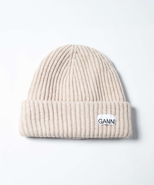 GANNI（ガニー）の「GANNI Structured Rib Beanie ガニー リブニット　ビーニー（ニットキャップ/ビーニー・レディース・サンドグレー/ブラック・FREE）」の8枚目の写真