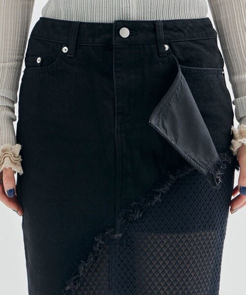 tanakadaisuke/タナカダイスケ】lace docking maxi denim skirt