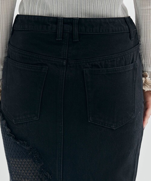 tanakadaisuke(タナカダイスケ)の「【tanakadaisuke/タナカダイスケ】lace docking maxi denim skirtデニムスカート(デニムスカート・レディース・ベージュ/ブラック・FREE)」の22枚目の写真