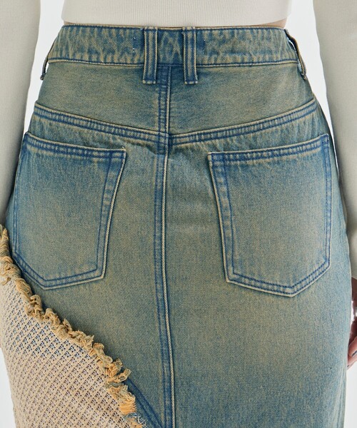 tanakadaisuke/タナカダイスケ】lace docking maxi denim skirt
