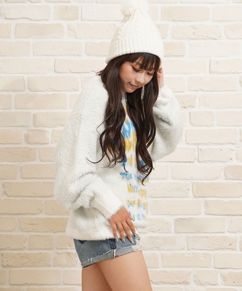 ロゴ シャギーニット / logo shaggy knit（ニット/セーター）｜1111clothing（ワンフォークロージング）
