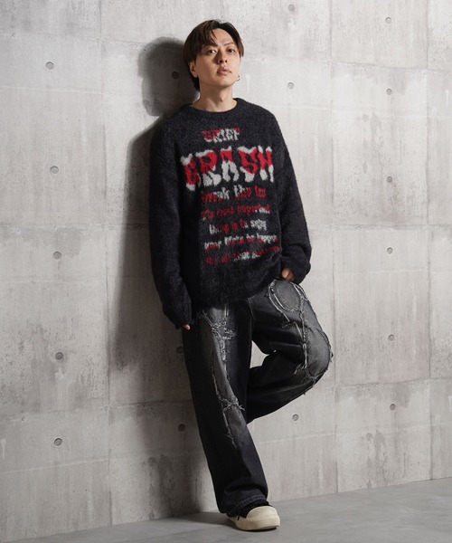 ロゴ シャギーニット / logo shaggy knit（ニット/セーター）｜1111clothing（ワンフォークロージング）