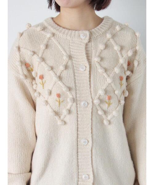 ehka sopo（エヘカソポ）の「ポンポン刺繍カーディガン（カーディガン/ボレロ・レディース・キナリ/ミント/ベージュ/レッド・F）」の8枚目の写真