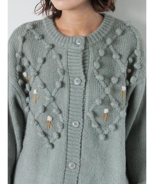 ehka sopo（エヘカソポ）の「ポンポン刺繍カーディガン（カーディガン/ボレロ・レディース・キナリ/ミント/ベージュ/レッド・F）」の16枚目の写真