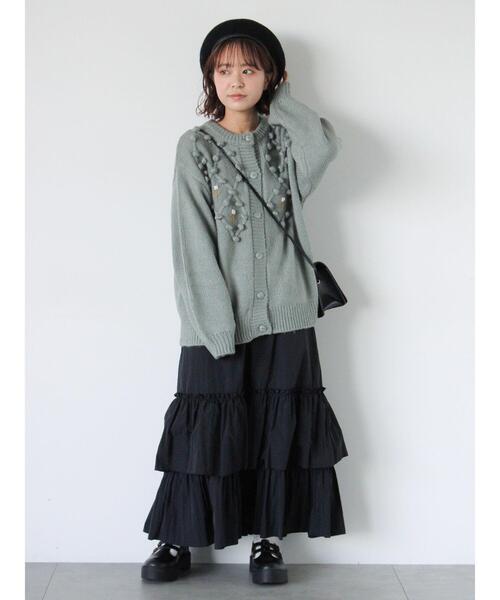 ehka sopo（エヘカソポ）の「ポンポン刺繍カーディガン（カーディガン/ボレロ・レディース・キナリ/ミント/ベージュ/レッド・F）」の20枚目の写真