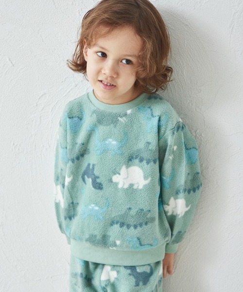 マイクロフリース 総柄 パジャマ上下セット（ルームウェア