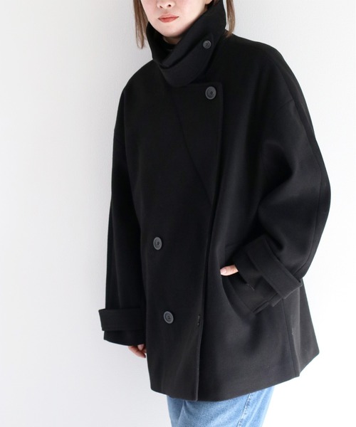 cepo（セポ）の「〈2WAY〉カットメルトンハーフコート（ステンカラーコート・レディース・オフホワイト/ブラック・M）」の22枚目の写真