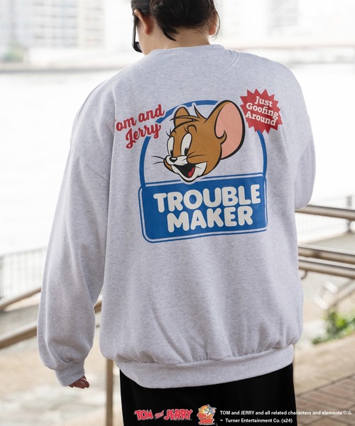 Tom&Jerry(トムアンドジェリー)の「TOM and JERRY トムとジェリー クルーネックスウェット(スウェット・メンズ・ライトグレー/オレンジ/ネイビー/ブラック/モカ・M/L/LL)」の1枚目の写真