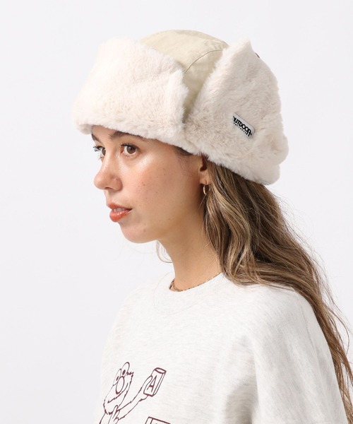 OUTDOOR PRODUCTS（アウトドアプロダクツ）の「【OUTDOOR PRODUCTS(アウトドアプロダクツ)】別注ファーフライトキャップ（キャップ・レディース・チャコール/アイボリー・FREE）」の7枚目の写真