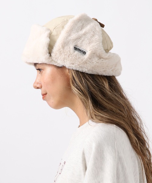 OUTDOOR PRODUCTS（アウトドアプロダクツ）の「【OUTDOOR PRODUCTS(アウトドアプロダクツ)】別注ファーフライトキャップ（キャップ・レディース・チャコール/アイボリー・FREE）」の8枚目の写真