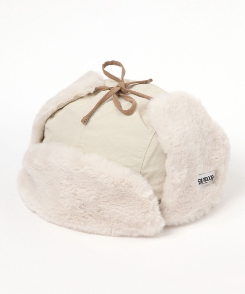 OUTDOOR PRODUCTS（アウトドアプロダクツ）の「【OUTDOOR PRODUCTS(アウトドアプロダクツ)】別注ファーフライトキャップ（キャップ・レディース・チャコール/アイボリー・FREE）」の9枚目の写真